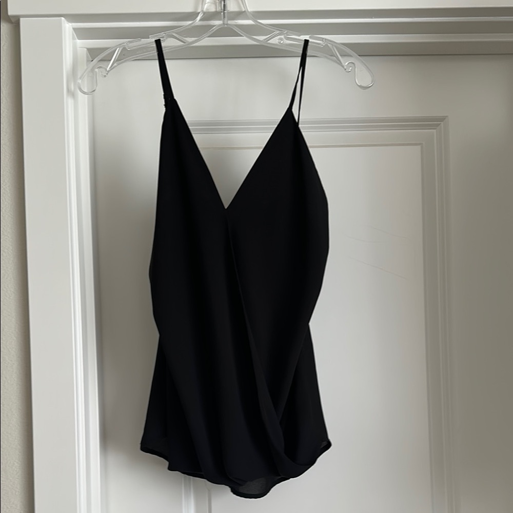 Ro & De Black Wrap Front Sleeveless Camisole